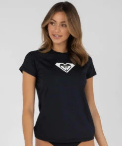 Flash Sale ✨ Roxy Beach Classics Cap Sleeve Rash Vest Anthracite 🎉