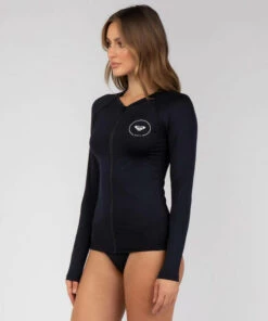 Discount 🔔 Roxy Essentials Long Sleeve Rash Vest Anthracite 🔥 -Hot Sale Citybeach Store 20297694 02 TP XL