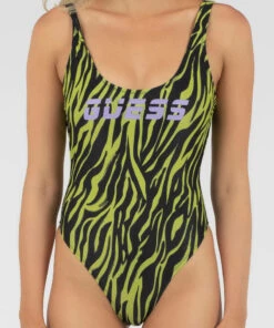 Best Sale ⭐ GUESS Pop Zebra One Piece 🩱 Swimsuit Pop Zebra Green Comb 🔔