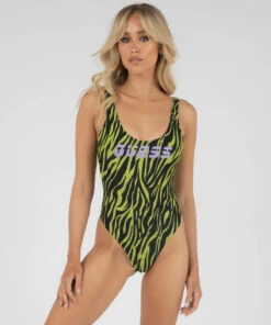 Best Sale ⭐ GUESS Pop Zebra One Piece 🩱 Swimsuit Pop Zebra Green Comb 🔔 -Hot Sale Citybeach Store 20298281 01 LT XL