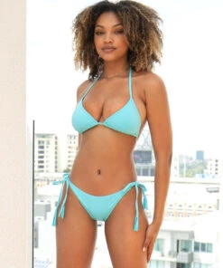 Budget 🎁 Kaiami Liza Triangle 👙 Bikini Top Neon Aqua 🥰