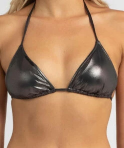 Promo 🥰 Calvin Klein Core Essentials Triangle 👙 Bikini Top Silver 👏