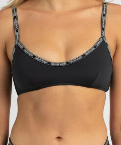 Budget 🥰 Calvin Klein Core Logo Bralette 👙 Bikini Top Pvh Black 🔔