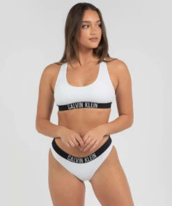 Cheapest 😍 Calvin Klein Intense Power Bralette 👙 Bikini Top Pvh Classic White 👍