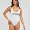 Coupon 😉 Calvin Klein Intense Power Scoop Back One Piece 🩱 Swimsuit Pvh Classic White 🥰