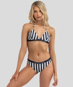 Cheap ๐ฅ Tommy Hilfiger Core Solid Fixed Triangle ๐ Bikini Top White/navy Stripe โค๏ธ