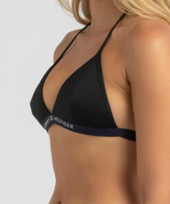 Deals ✨ Tommy Hilfiger Core Solid Triangle 👙 Bikini Top Black 🎁 -Hot Sale Citybeach Store 20309703 04 RT XL