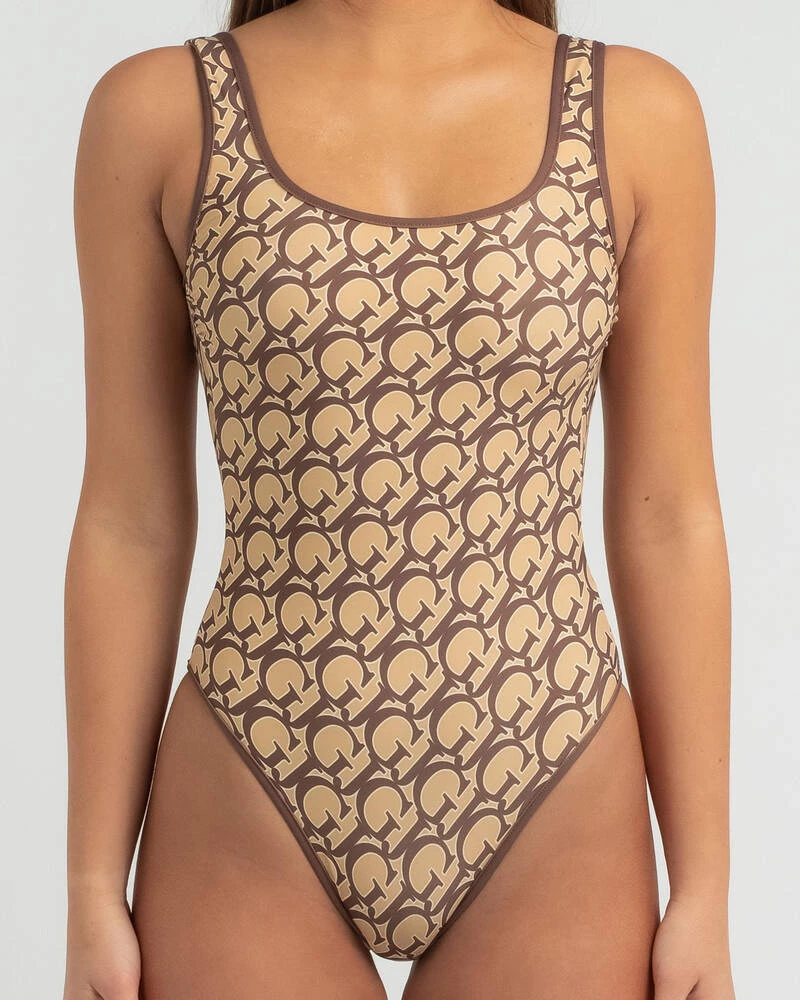 Brand new 🔔 GUESS Basic One Piece 🩱 Swimsuit Sand/brown Logo Mania 🥰 4 Brand new 🔔 GUESS Basic One Piece 🩱 Swimsuit Sand/brown Logo Mania 🥰 - Image 4