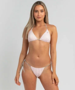 Best Pirce 🥰 GUESS French Riviera 🌞 Summer Triangle 👙 Bikini Top Vichy Roses ❤️