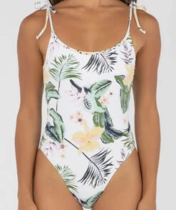 Cheapest ⭐ Roxy Bloom One Piece 🩱 Swimsuit Bright White Praslin ⌛