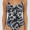 Best Sale 😉 Rip Curl Flores One Piece 🩱 Swimsuit Black 0090 😀