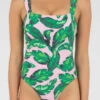 Cheap 👏 Topanga Kokomo Palms One Piece 🩱 Swimsuit Green / Pink 🔔