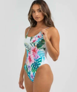 Wholesale 🎉 Topanga Paradiso One Piece 🩱 Swimsuit White / Multi 🎁