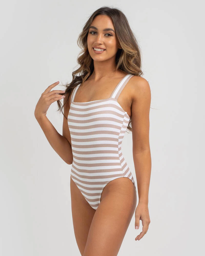 Brand new 𧨠Topanga Hampton Stripe Rib One Piece π©± Swimsuit White/sand π― 1 Brand new 𧨠Topanga Hampton Stripe Rib One Piece π©± Swimsuit White/sand π―