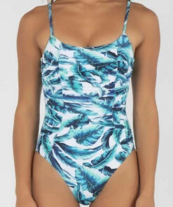 Best Sale 👏 Topanga Lei Palms One Piece 🩱 Swimsuit White/blue 🔔 -Hot Sale Citybeach Store 20317031 01 LT XL