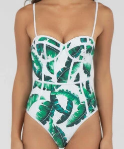 Hot Sale ✔️ Topanga Isle Palms One Piece 🩱 Swimsuit Wht/blk-palm 🧨