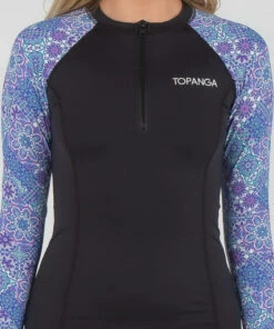 Cheap 🌟 Topanga Universe Long Sleeve Rash Vest Black/blue 🤩 -Hot Sale Citybeach Store 20317372 01 RT XL