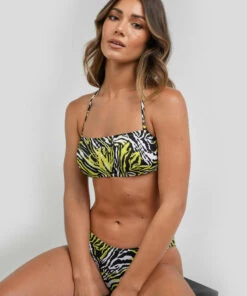 Promo 👍 Calvin Klein Ck One Bandeau 👙 Bikini Top Tangled Tiger Direct ⌛