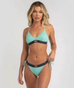 Promo 🔥 Tommy Hilfiger Miami Triangle 👙 Bikini Top Miami Aqua 💯