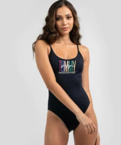 Outlet โญ Tommy Hilfiger Tommy Miami Logo One Piece ๐ฉฑ Swimsuit Desert Sky ๐ฅ