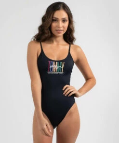 Outlet ⭐ Tommy Hilfiger Tommy Miami Logo One Piece 🩱 Swimsuit Desert Sky 🔥 -Hot Sale Citybeach Store 20317743 01 LT XL