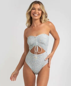 Wholesale โ Billabong Dream Isle โ๏ธ Summer Bandeau One Piece ๐ฉฑ Swimsuit Baby Blue โค๏ธ