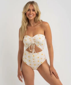 Flash Sale 🔔 Billabong Daisy Chain ☀️ Summer Bandeau One Piece White 😀