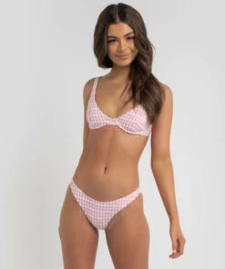 Hot Sale ✨ Billabong Wave Check Bra 👙 Bikini Top Bubble Gum ❤️