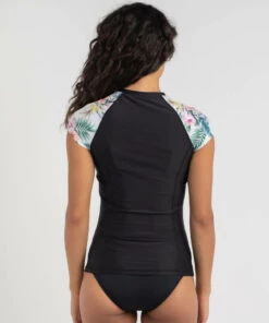 Promo ❤️ Billabong Tropicool Cap Sleeve Rash Vest Black/white 💯 -Hot Sale Citybeach Store 20320587 02 LT XL