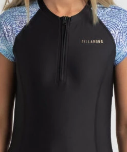 New 🔔 Billabong Maze Cap Sleeve Rash Vest Black/blue 👏 -Hot Sale Citybeach Store 20320594 01 RT XL