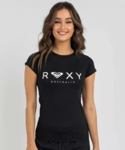 Discount ⭐ Roxy In the Swell Cap Sleeve Rash Vest Anthracite 👏