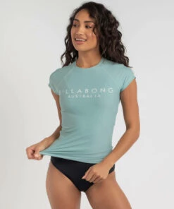 Outlet 👍 Billabong Serenity Cap Sleeve Rash Vest Blue Haze 👏