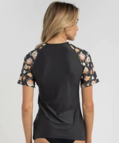 Flash Sale ✔️ Rip Curl Sunset Waves Short Sleeve Rash Vest Washed Black 👏 -Hot Sale Citybeach Store 20320918 03 LT XL