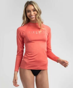 Best Sale 💯 Rip Curl Golden Rays Long Sleeve Rash Vest Coral 🛒