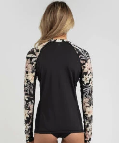 Budget 👍 Hurley Hawaiiana Long Sleeve Rash Vest Black Floral 💯 -Hot Sale Citybeach Store 20321108 01 LT XL