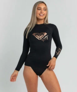 Promo ✔️ Roxy Heart Belongs Long Sleeve Rash Vest Anthracite ✔️