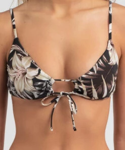 Outlet 🎉 Hurley Hawaiiana Bralette 👙 Bikini Top Black Floral 🛒 -Hot Sale Citybeach Store 20322117 01 RT XL