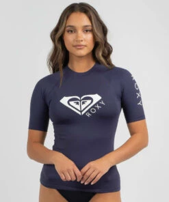 Best deal 🔥 Roxy Beach Story Short Sleeve Rash Vest Mood Indigo ❤️