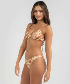 Brand new ⭐ Quiksilver Zebradelia Classic 👙 Bikini Top Clay Zebradelia 💯