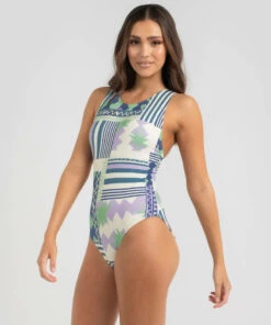 Flash Sale 🤩 Quiksilver Classic High Neck One Piece 🩱 Swimsuit Orchid Collage 🔔 -Hot Sale Citybeach Store 20322532 01 LT XL