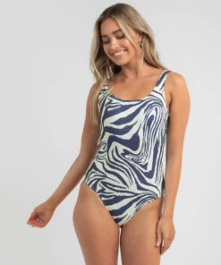 Promo ❤️ Quiksilver Aop One Piece 🩱 Swimsuit Dark Denim Zebradelia ⌛ -Hot Sale Citybeach Store 20322533 01 TP XL