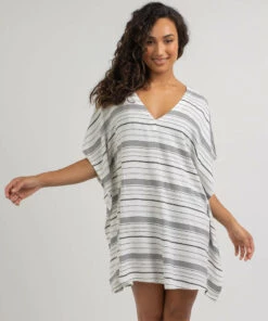 Best Sale 😍 Roxy Hypnotized Beach Cover Snow White Target Stripe Yd 👏