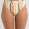 Promo ✨ Roxy Beach Classics Mid Waist 👙 Bikini Bottom Bright White Aloha Stripe ✨