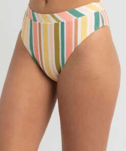 Promo ✨ Roxy Beach Classics Mid Waist 👙 Bikini Bottom Bright White Aloha Stripe ✨ -Hot Sale Citybeach Store 20322581 01 RT XL