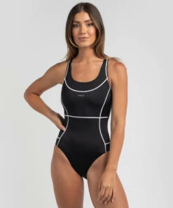 Best Pirce 🌟 Roxy Roxy Fitness One Piece 🩱 Swimsuit Anthracite ✔️
