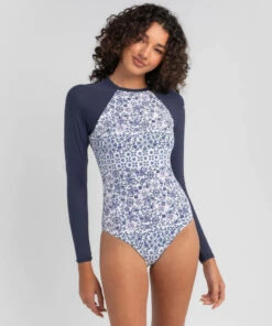Hot Sale 🧨 Roxy Sunset Boogie Long Sleeve Surfsuit Bright White Paisley Party ✨