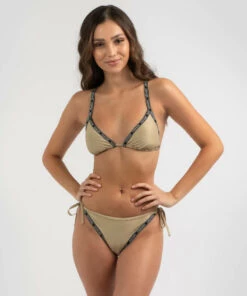 Cheap ๐ Calvin Klein Core Festive Triangle ๐ Bikini Top Gold Lurex โ๏ธ