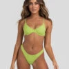 Hot Sale 👍 Kaiami Marci Rib Balconette 👙 Bikini Top Lime Pop ⌛
