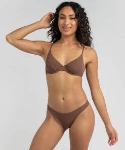 Coupon ⭐ Kaiami Marci Rib Balconette 👙 Bikini Top Coffee 😀