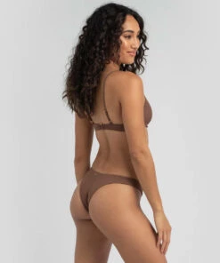 Hot Sale ❤️ Kaiami Marci Rib High Cut 👙 Bikini Bottom Coffee 🔥
